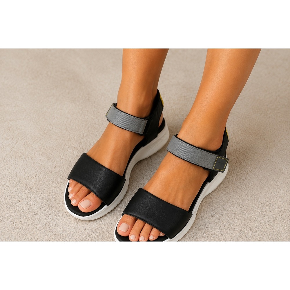 Serra Sporty Platform Casual Sandal Black Comfort‎ Streetwear Summer Beach Sz 7